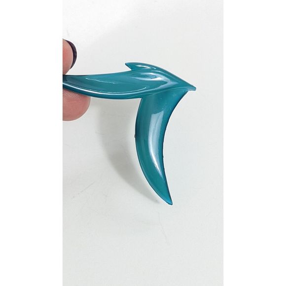 Teal  B+D Plastic Flying Bird Shaped Brooch - B Plus D Denmark #3 - Picture 6 of 7
